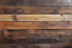 Close-up of a rustic, dark brown wood wall photo