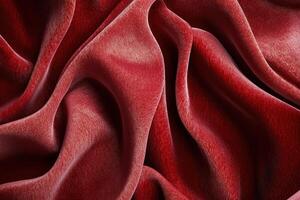 Close-up of Red Velvet Fabric with Dramatic Drapes and Texture photo