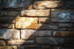 Stone Wall Texture with Sunlit Spots photo