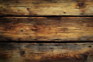 Close-up of Weathered Brown Wooden Planks with Knots photo
