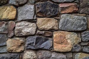 Close-up of a Stone Wall with Irregularly Shaped Stones photo
