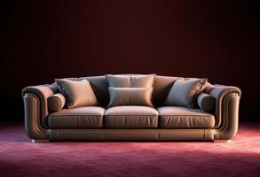 A Luxury Sofa with Gold Trim and Pillows photo