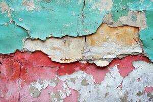 Weathered Wall with Peeling Paint and Cracks photo