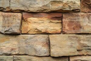 Close-up of a Rough Stone Wall with Irregularly Shaped Stones photo