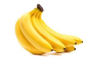 A Bunch of Ripe Yellow Bananas on a White Background photo