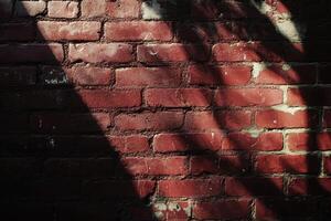 Red Brick Wall with Sunlight and Shadow Patterns photo
