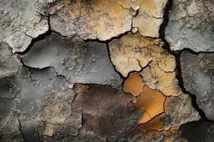 Cracked and Weathered Surface with Multicolored Patches photo