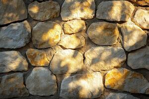 Stone Wall With Sunlight And Shadows photo