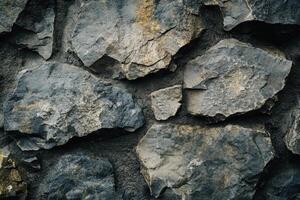 Close-up of a textured, weathered stone wall photo
