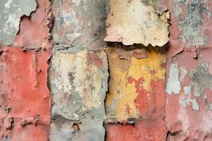 Weathered Wall with Peeling Paint and Multiple Colors photo