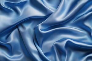 Abstract Blue Satin Fabric with Smooth, Wrinkled Texture photo