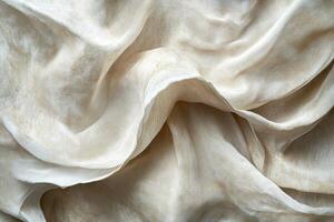 Close-up of a Wrinkled, Textured, Light Brown Fabric photo