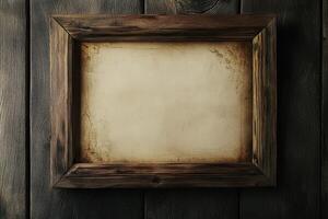 Rustic Wooden Frame with Aged Paper Insert photo