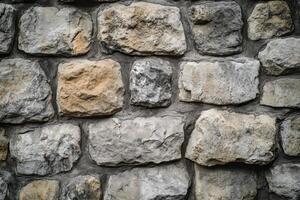 Close-Up of a Rough Stone Wall Texture photo