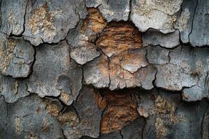 Close-Up of Cracked and Weathered Tree Bark photo