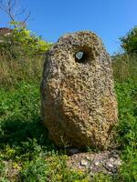 Ancient artifact, an ancient stone anchor, raised from the bottom of the Black Sea near Sozopol, Bulgaria photo