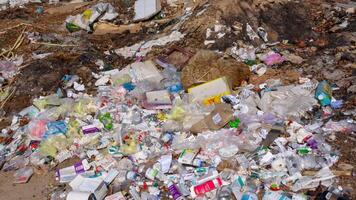 UKRAINE, BOLGRADSKY DISTRICT - JUNE 11, 2011 - Pollution of nature, spontaneous garbage dump in the field, environmental problem of Ukraine photo