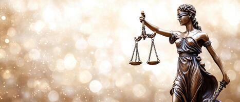 The statue of lady justice is holding a scale photo