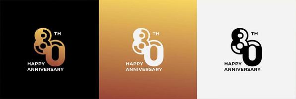 Logo 80th, 80 years anniversary, Creative design template for celebration, greeting and invitation. Editable file vector