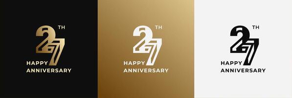 Logo 27th, 27 years happy anniversary, Creative design template for celebration, birthday, greeting and invitation. Editable file vector