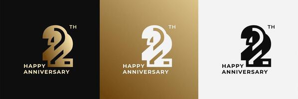 Logo 22th, 22 years happy anniversary, Creative design template for celebration, birthday, greeting and invitation. Editable file vector