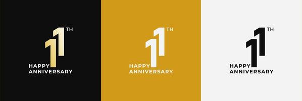 Logo 11th, 11 years anniversary, Creative design template for celebration, birthday, greeting and invitation. Editable file vector