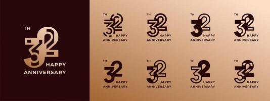 Logo 32th, years happy anniversary gold, Creative design template for celebration, birthday, greeting and invitation. Editable file vector