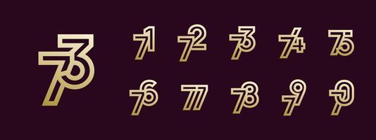Logo 71th-79th, 71-79 years happy anniversary, Creative template for celebration, birthday, greeting and invitation. Editable file vector