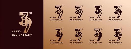 Logo 39th, years happy anniversary gold, Creative design template for celebration, birthday, greeting and invitation. Editable file vector