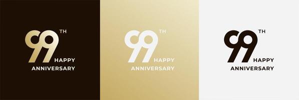 Logo 99th, 99 years anniversary, Creative design for celebration, birthday, greeting and invitation. Editable file vector