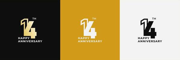 Logo 14th, 14 years anniversary, Creative design template for celebration, birthday, greeting. Editable file vector