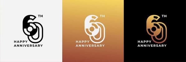 Logo 60th, 60 years anniversary, Creative design template for celebration, greeting and invitation. Editable file vector