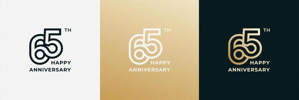 Logo 65th, 65 years anniversary, Creative design template for celebration, greeting and invitation. Editable file vector