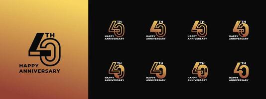 Logo 40th, 10th-90th, 10-90 years happy anniversary, Creative design template for celebration, birthday, greeting and invitation. Editable file vector