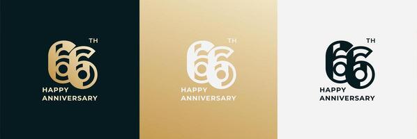 Logo 66th, 66 years happy anniversary, Creative design template for celebration, birthday, greeting and invitation. Editable file vector