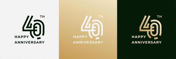 Logo 40th, 40 years happy anniversary, Creative design template for celebration, birthday, greeting and invitation. Editable file vector