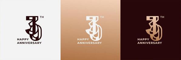 Logo 30th, 30 years happy anniversary, Creative design template for celebration, birthday, greeting and invitation. Editable file vector