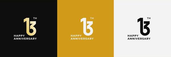 Logo 13th, 13 years anniversary, Creative design for celebration, birthday, greeting and invitation. Editable file vector