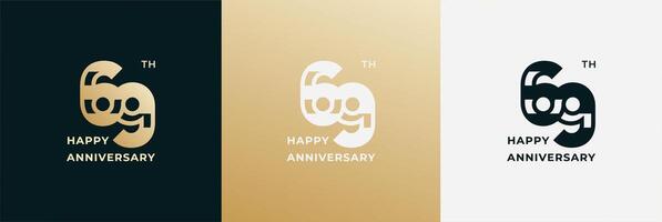 Logo 69th, 69 years anniversary, Creative design template for celebration, greeting, birthday and invitation. Editable file vector