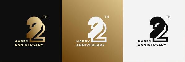 Logo 22th, 22 years anniversary, Creative design template for celebration, birthday and invitation. Editable file vector
