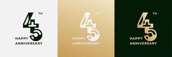 Logo 45th, 45 years anniversary, design template for celebration, birthday, greeting and invitation. Editable file vector