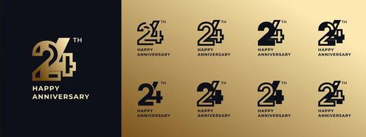 Logo 24th, years happy anniversary gold, Creative design template for celebration, birthday, greeting and invitation. Editable file vector