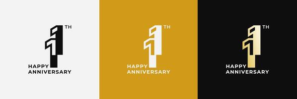 Logo 11th, 11 years anniversary, Creative design template for celebration, greeting and invitation. Editable file vector