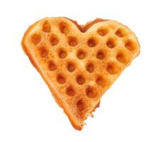 Heart shaped Viennese waffle isolated on white background. photo