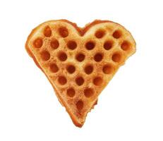 Heart shaped Viennese waffle isolated on white background. photo