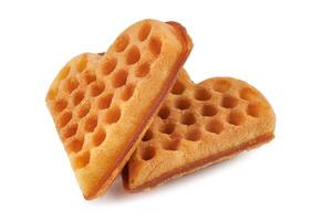 Heart shaped Viennese waffle isolated on white background. photo