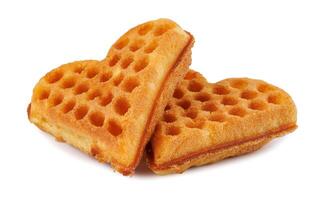 Heart shaped Viennese waffle isolated on white background. photo