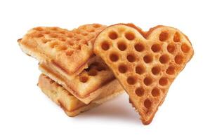 Heart shaped Viennese waffle on white background. photo