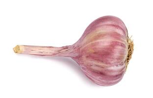 Garlic bulb isolated on white background. Unpeeled garlic bulb .Full clipping path. photo