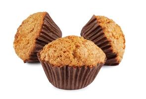 Three muffins isolated on a white background. photo